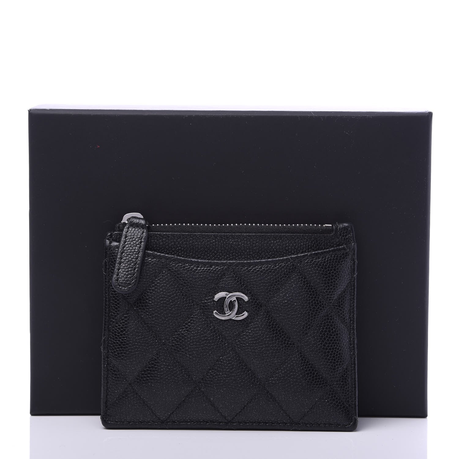 Chanel Iridescent Caviar Quilted CC Zip Card Holder Black 9 of 9