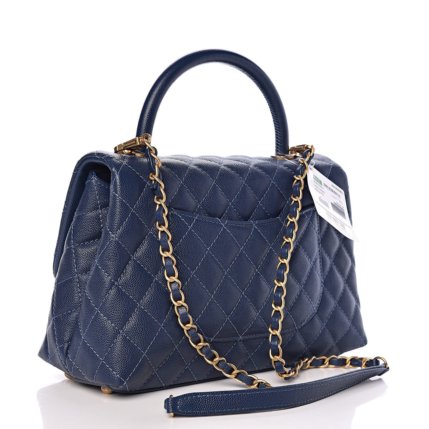 Chanel Caviar Quilted Small Coco Handle Flap Dark Blue 3 of 10