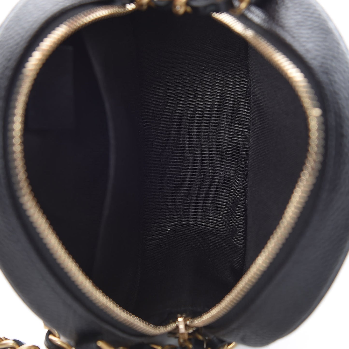 Caviar Quilted Round Filigree Crossbody Black