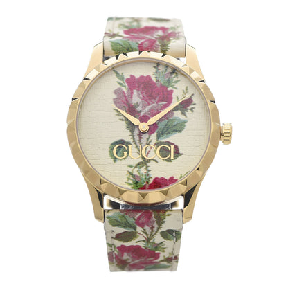 Gucci Stainless Steel Calfskin 38mm G-Timeless Floral Quartz Watch Ivory 1 of 6