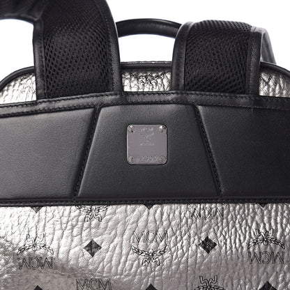 MCM Metallic Visetos Medium Duke Backpack Silver 9 of 10