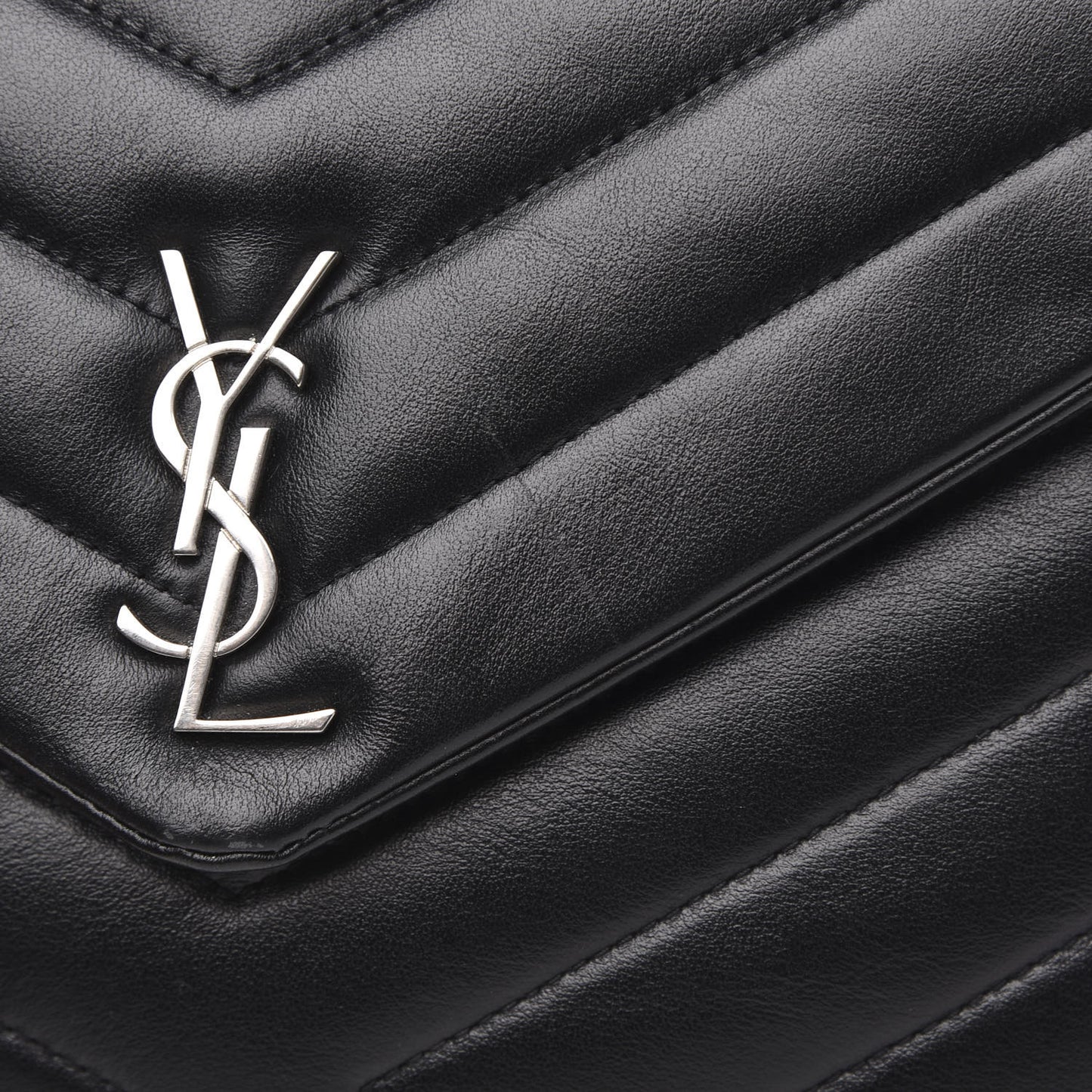Calfskin Y Quilted Monogram Loulou Flap Bag Black