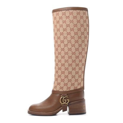 Gucci GG Monogram Calfskin Lola Tall Boots 36 Beige Ruggine Cuir 1 of 6