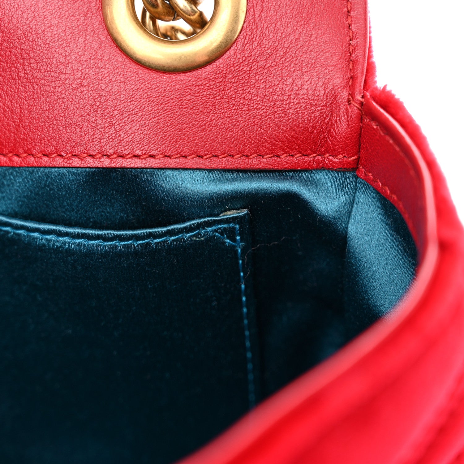 Gucci Velvet Matelasse Mini GG Marmont Shoulder Bag Hibiscus Red 11 of 11