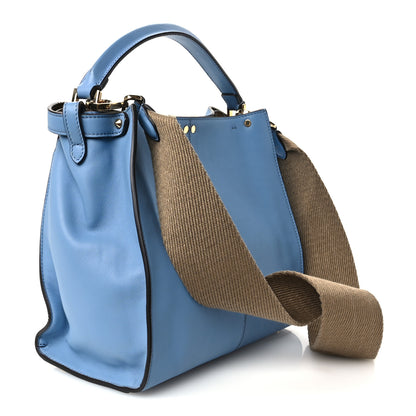 Fendi Vitello Seta Nabuk Pequin Medium Peekaboo X-Lite Blue Brown 3 of 10