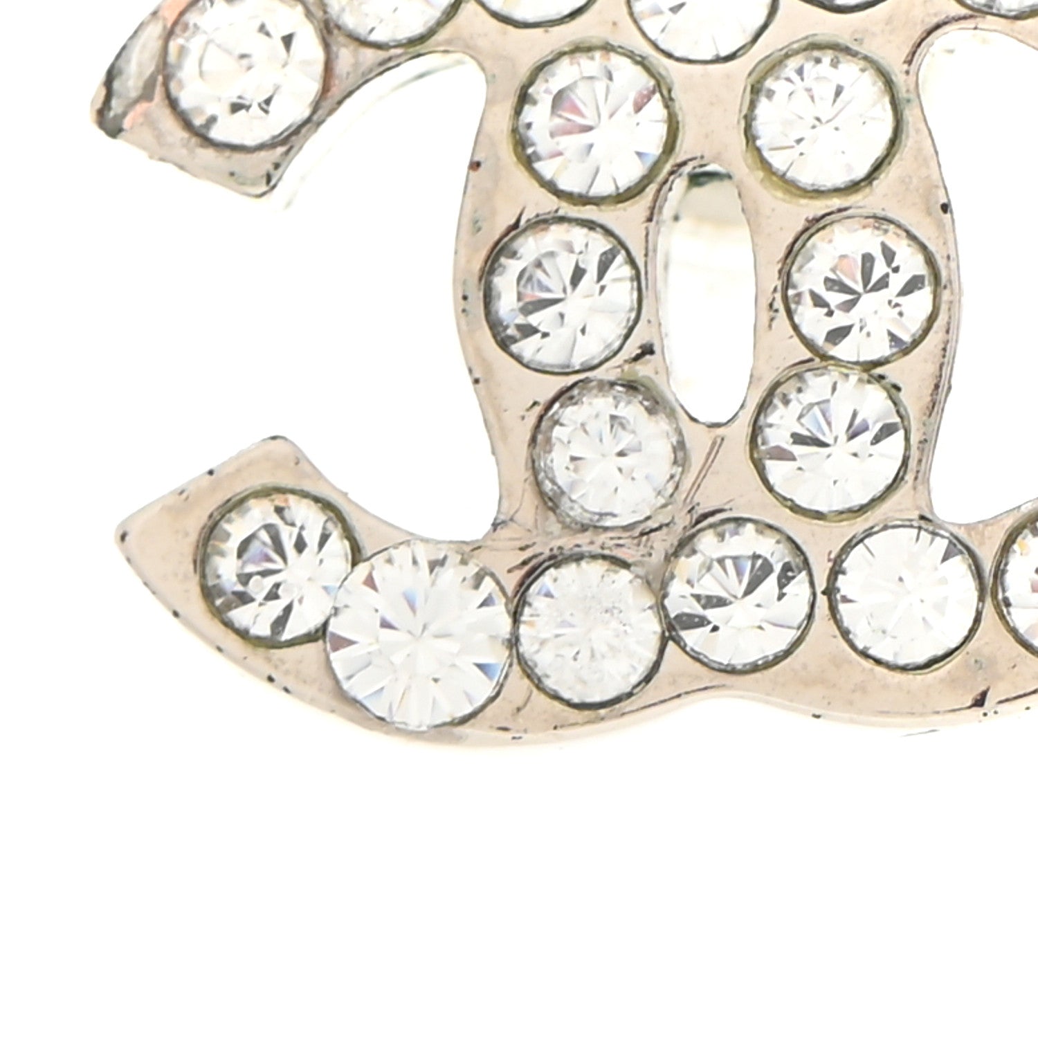 Chanel Crystal Mini CC Earrings Silver 5 of 6
