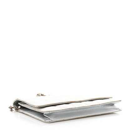 Chanel Nylon Travel Wallet On Chain WOC Metallic Silver 4 of 20