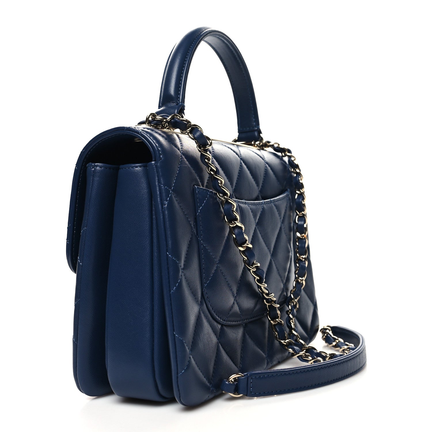 Chanel Lambskin Quilted Small Trendy CC Flap Dual Handle Bag Navy 3 of 13