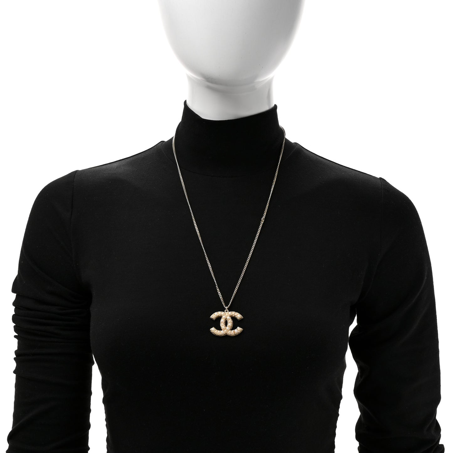 Pearl CC Pendant Necklace Gold