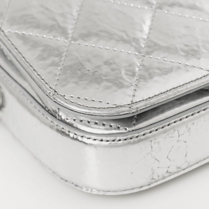 Chanel Hammered Metallic Calfskin Quilted Flap Silver 8 of 10