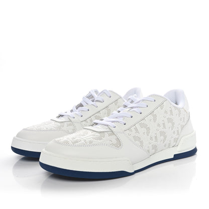 Christian Dior Calfskin Oblique Laser Perforated Dior One Low Sneakers 37 White Blue 3 of 8