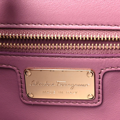 Salvatore Ferragamo Pebble Calfskin Ginny Vara Bow Shoulder Bag Mauve 6 of 11