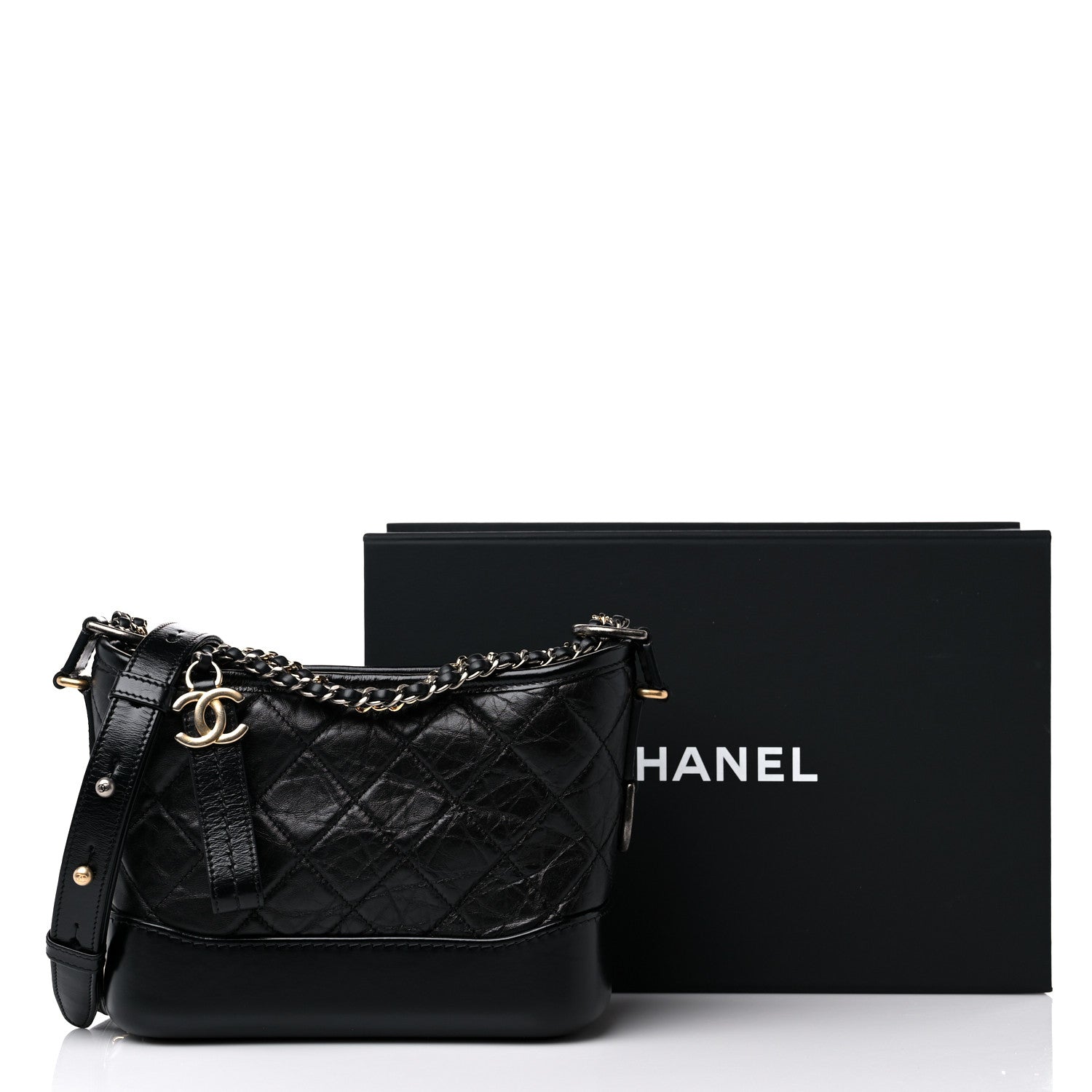 Chanel Aged Calfskin Quilted Small Gabrielle Hobo Black 11 of 11