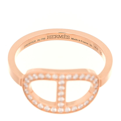 Hermes 18K Rose Gold Diamond MM Chaine d'Ancre Contour Ring 55 7.25 4 of 5