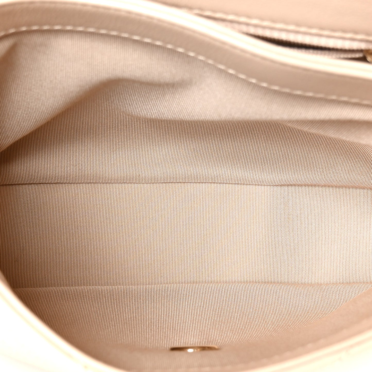 Grained Calfskin Stitched Small Chevron Chic Top Handle Flap Beige