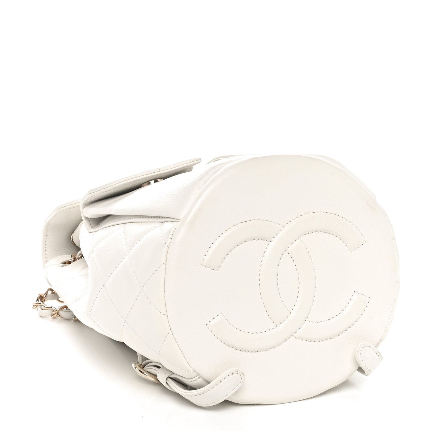 Caviar Quilted Pockets Backpack White