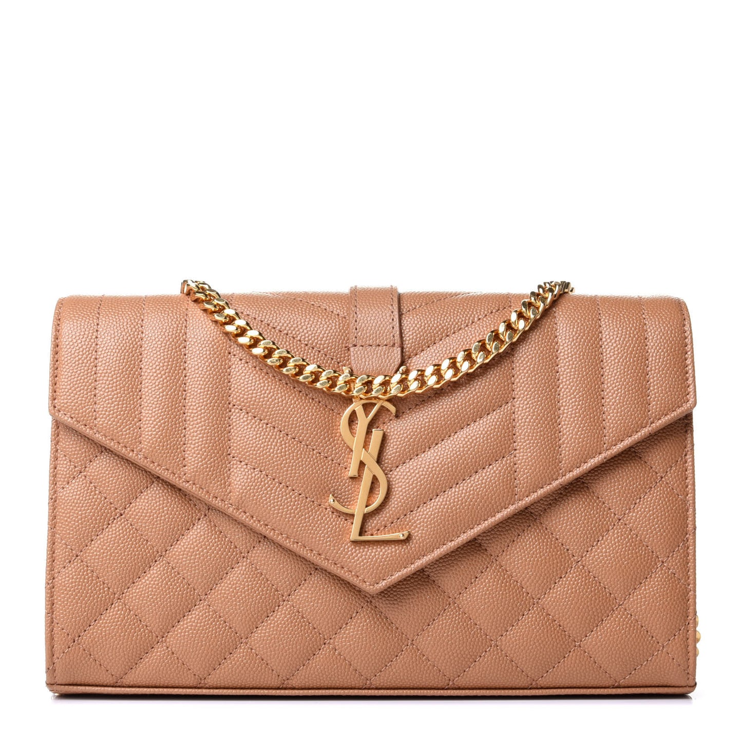 Grain De Poudre Mixed Matelasse Triquilt Monogram Chain Wallet Dune