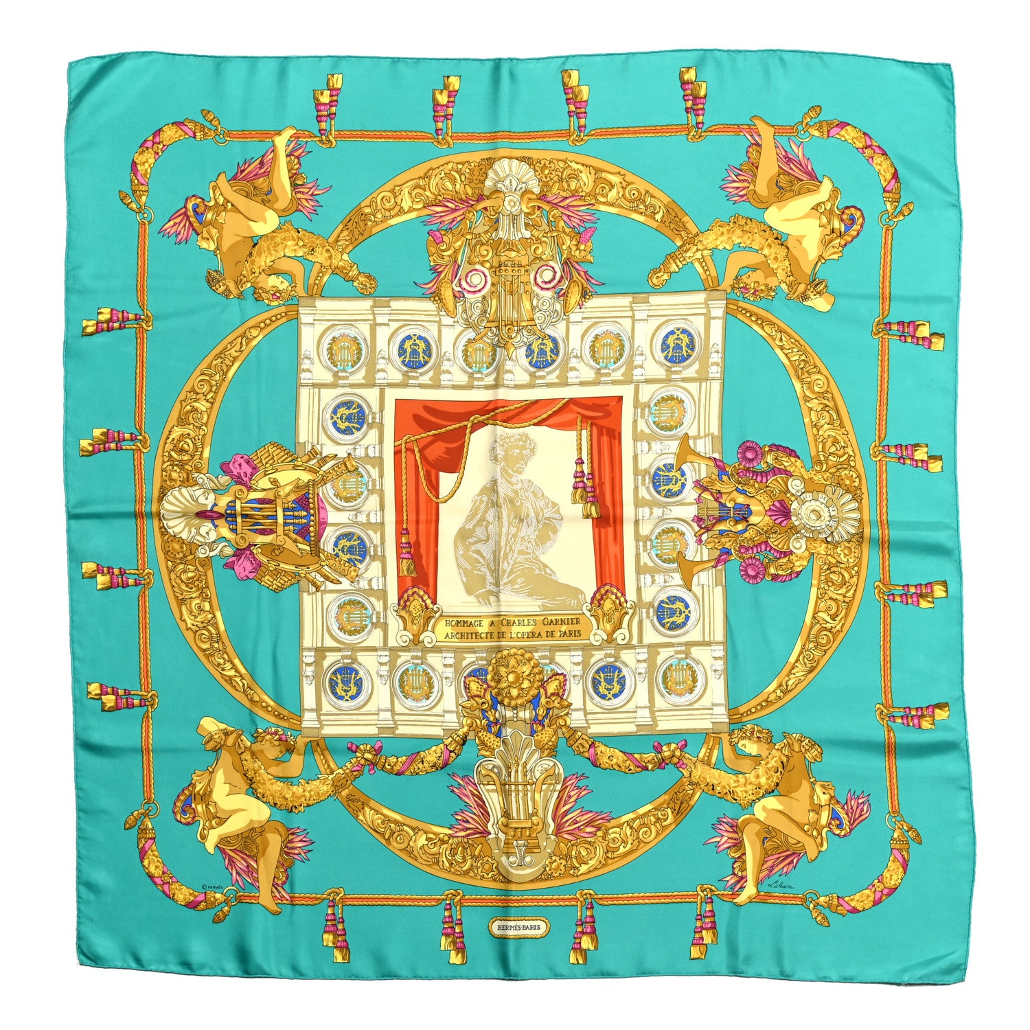 Hermes Silk Hommage A Charles Garnier Architecte De L'Opera De Paris Scarf 90 2 of 12