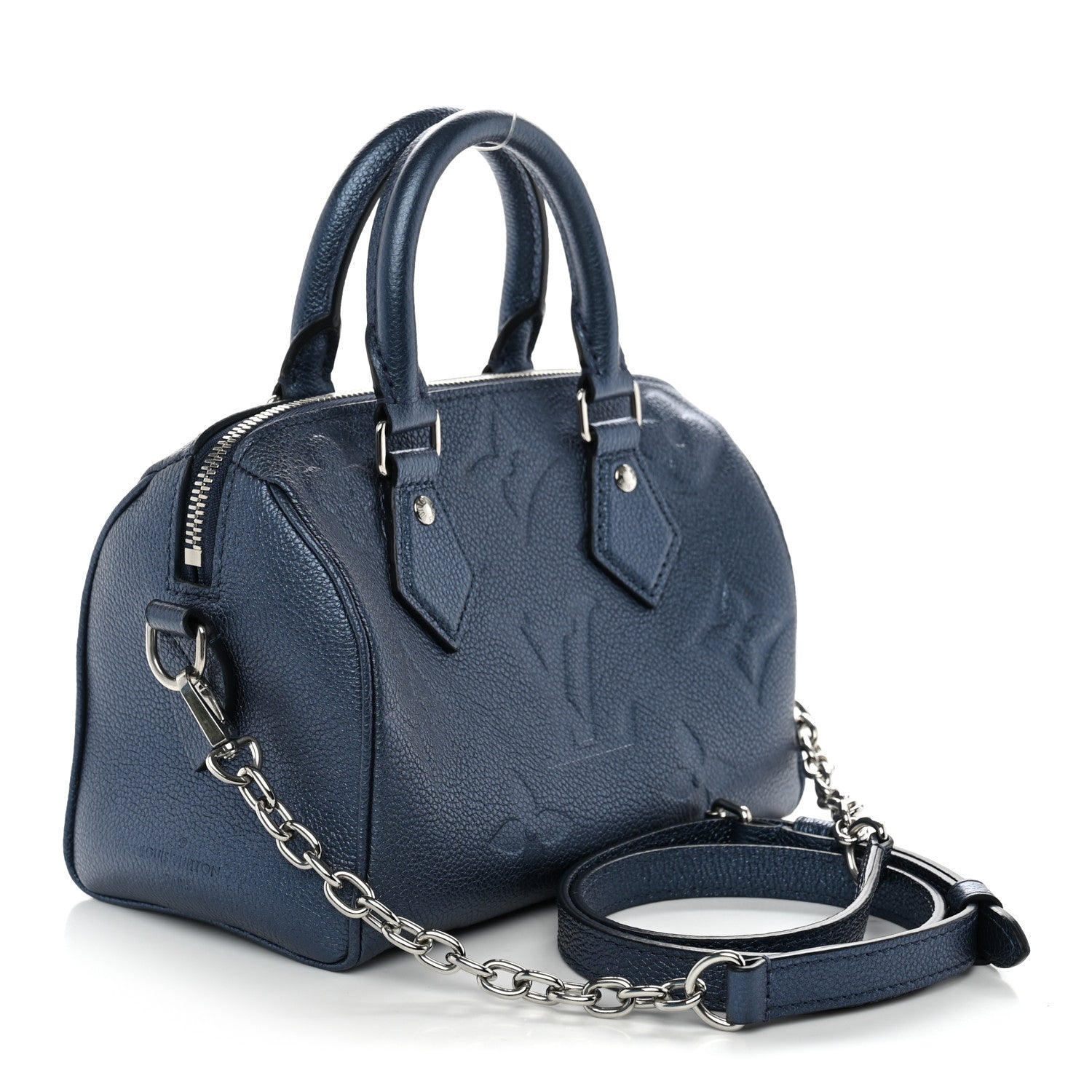 Louis Vuitton Metallic Empreinte Monogram Giant Speedy Bandouliere 20 Navy Nacre 2 of 8