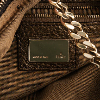 Fendi Zucca Laminated Vachetta Small Chef Chian Hobo Tobacco Bronzo 6 of 6