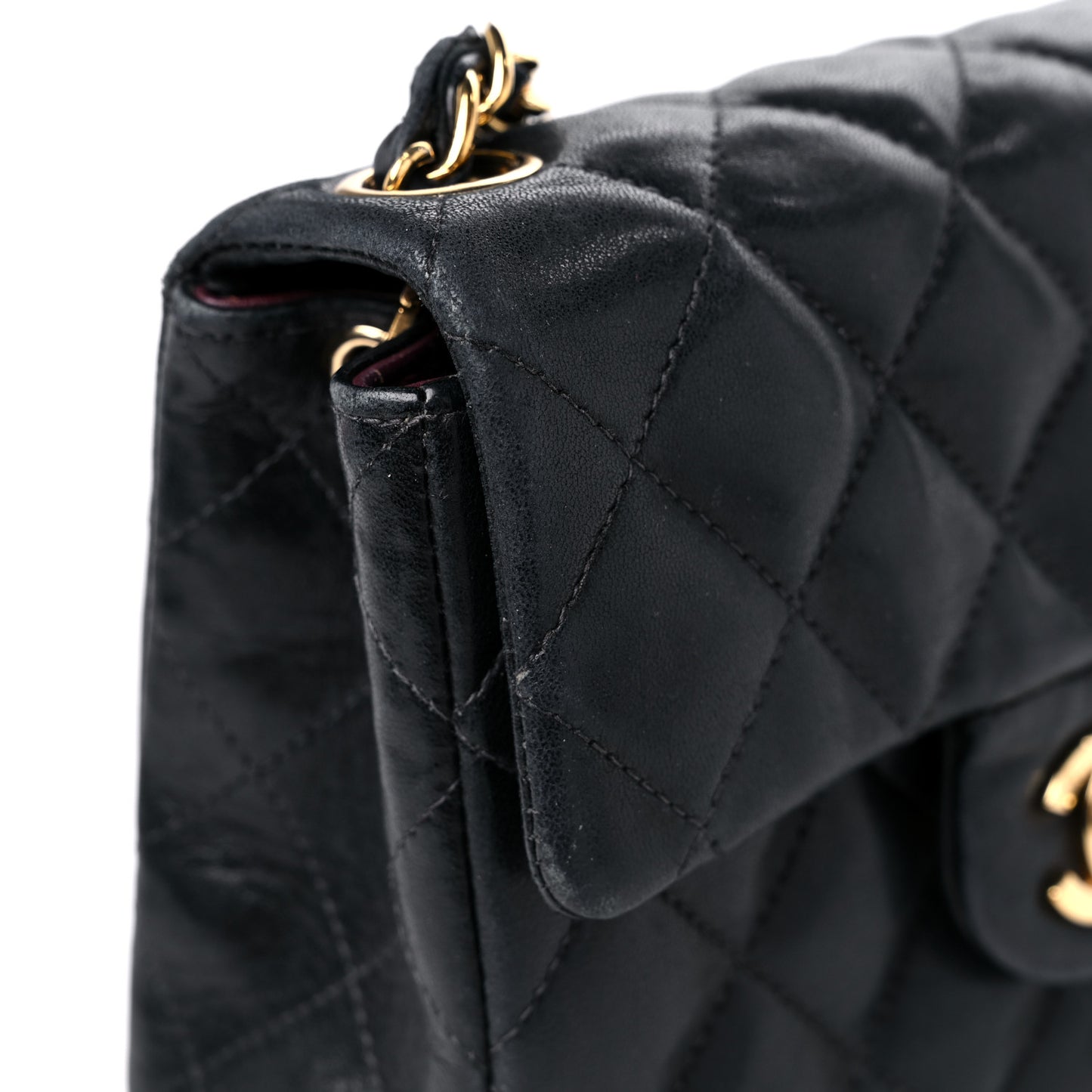 Lambskin Quilted Mini Square Flap Black