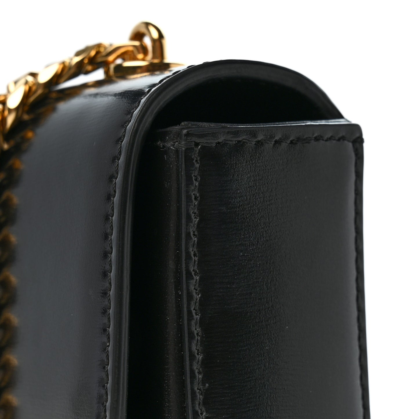 Shiny Calfskin Triomphe Chain Shoulder Bag Black