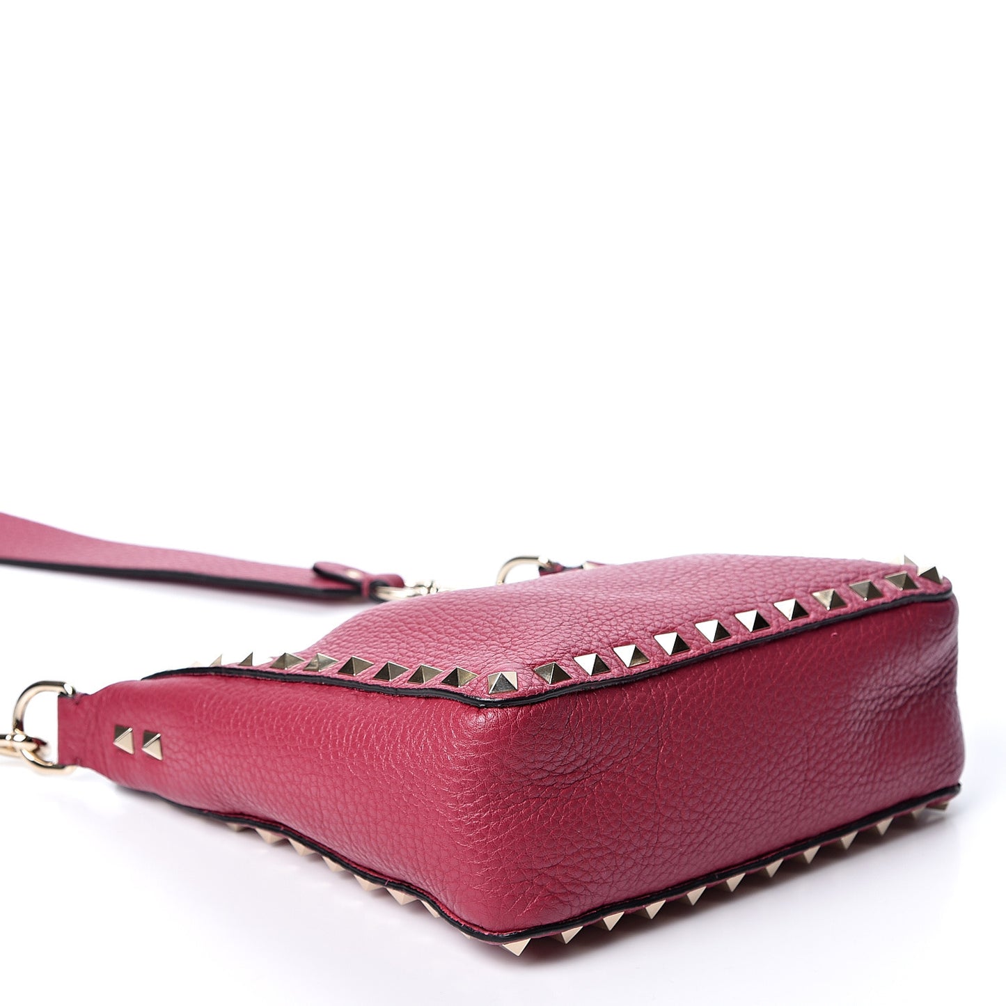 Pebbled Calfskin Mini Rockstud Flip-Lock Messenger Bag Raspberry