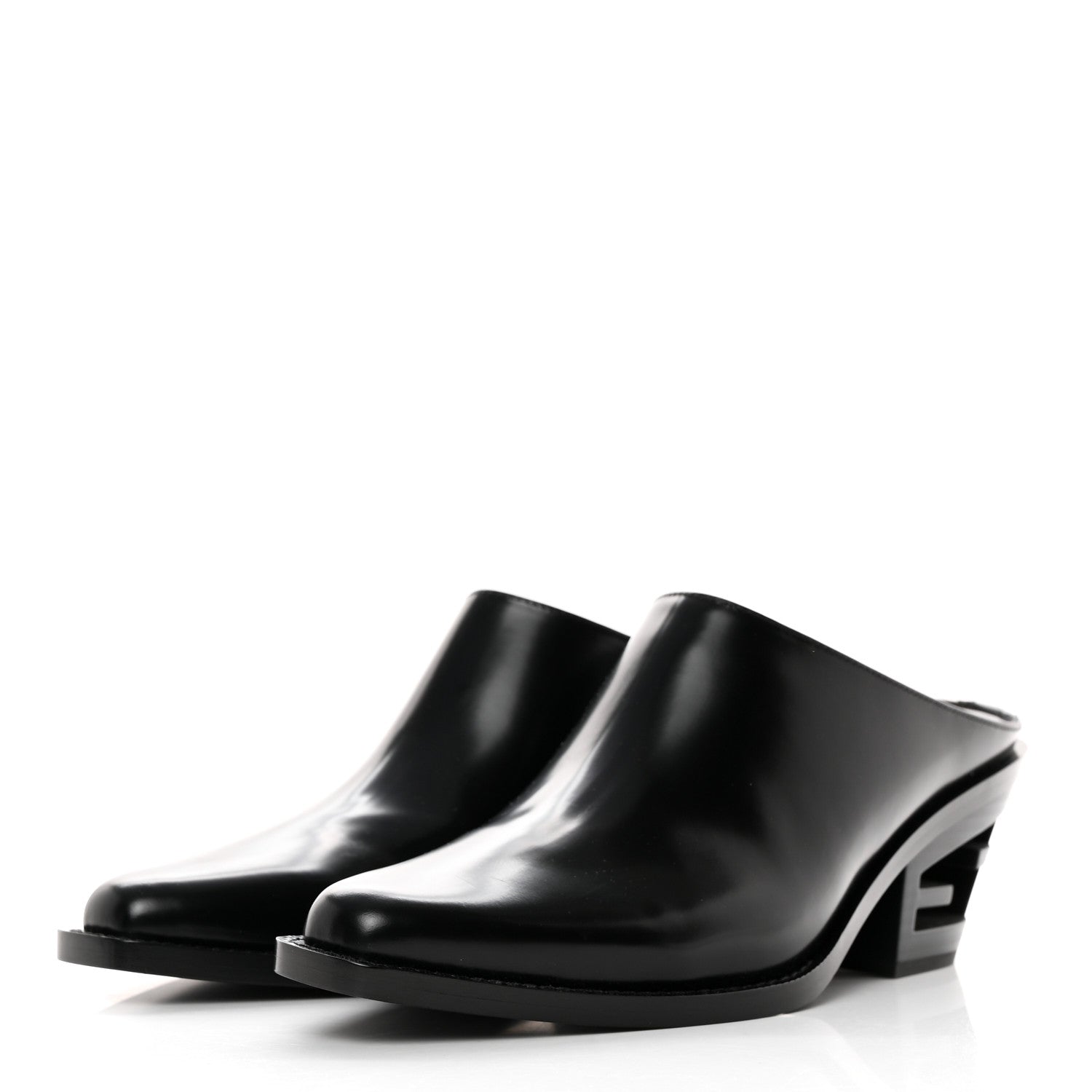 Fendi Vitello Abrasivato FF Cut Mules 39.5 Black 3 of 11