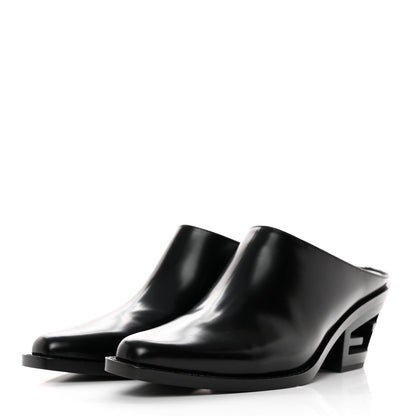 Fendi Vitello Abrasivato FF Cut Mules 39.5 Black 3 of 11
