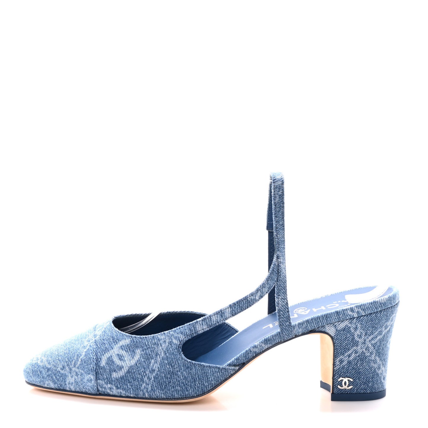 Denim Cap Toe Denim Slingback Pumps 41 Blue