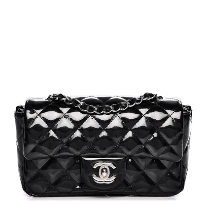 Chanel Striated Patent Quilted Mini Rectangular Flap Black 1 of 9