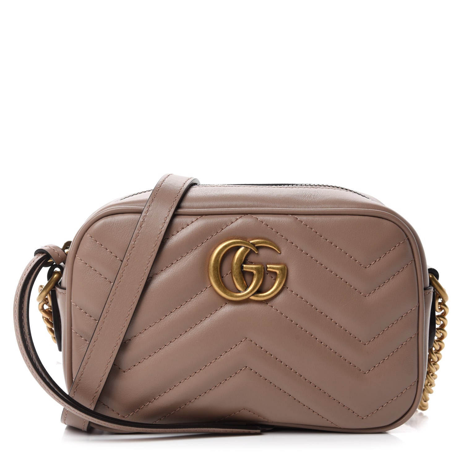 Gucci Calfskin Matelasse Mini GG Marmont Chain Shoulder Bag Porcelain Rose 1 of 10
