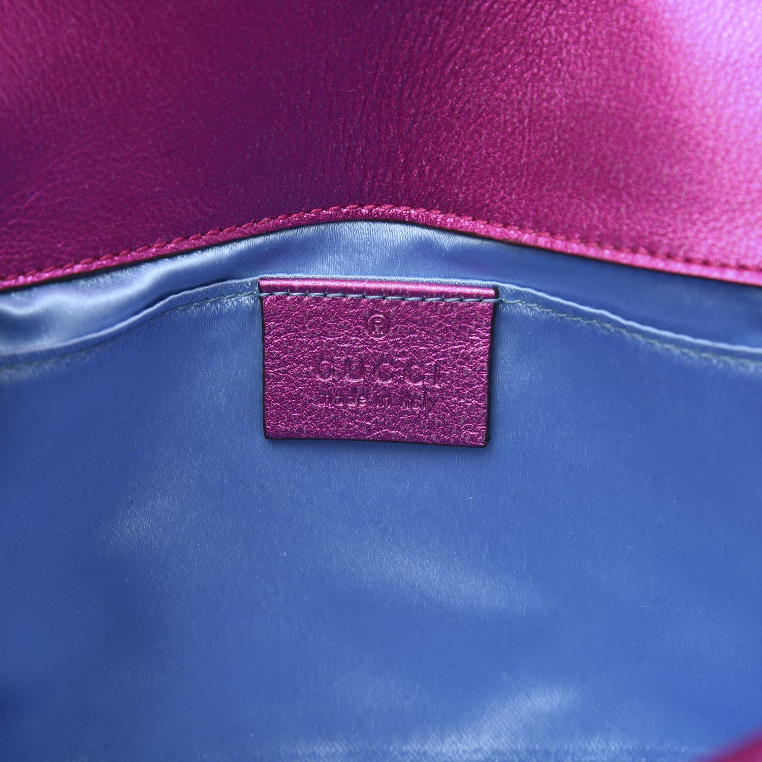 Gucci Metallic Calfskin Matelasse Mini GG Marmont Shoulder Bag Fuchsia 6 of 10