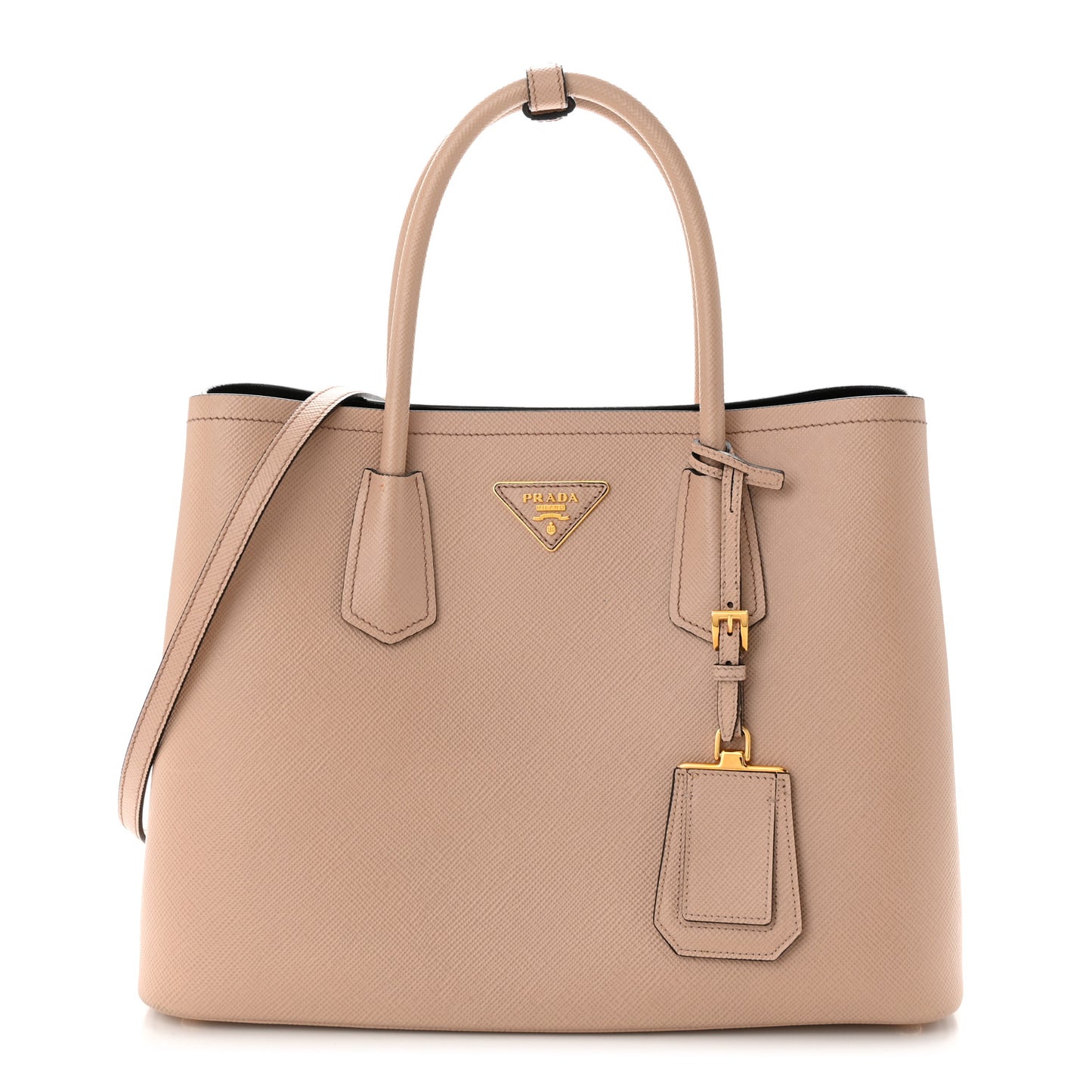 Saffiano Cuir Small Double Bag Cammeo Black