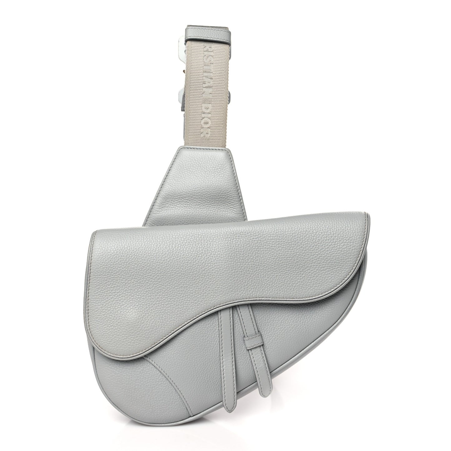 Grained Calfskin Kim Jones Saddle Bag Light Grey