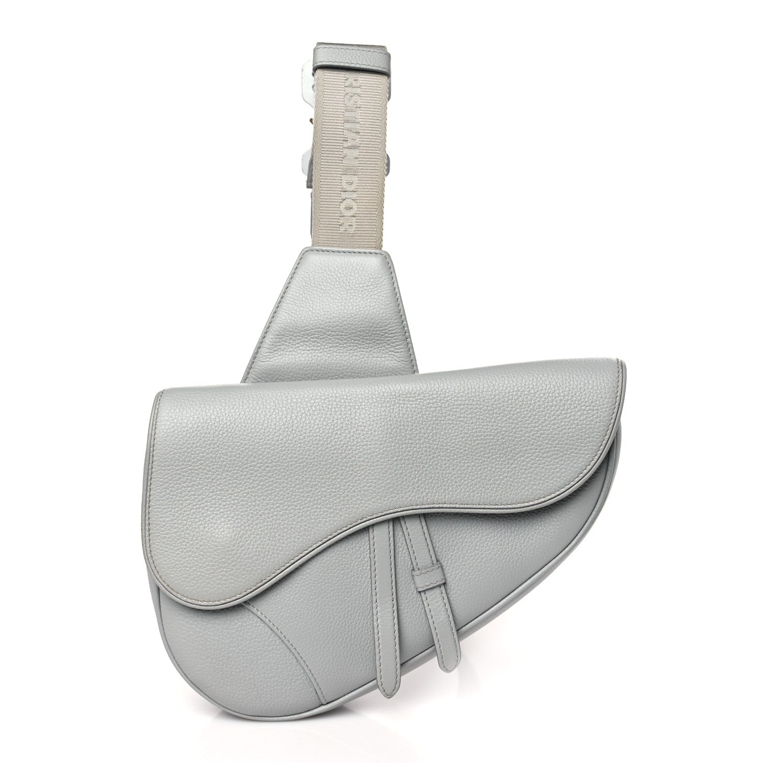 Christian Dior Grained Calfskin Kim Jones Saddle Bag Light Grey 1 of 8