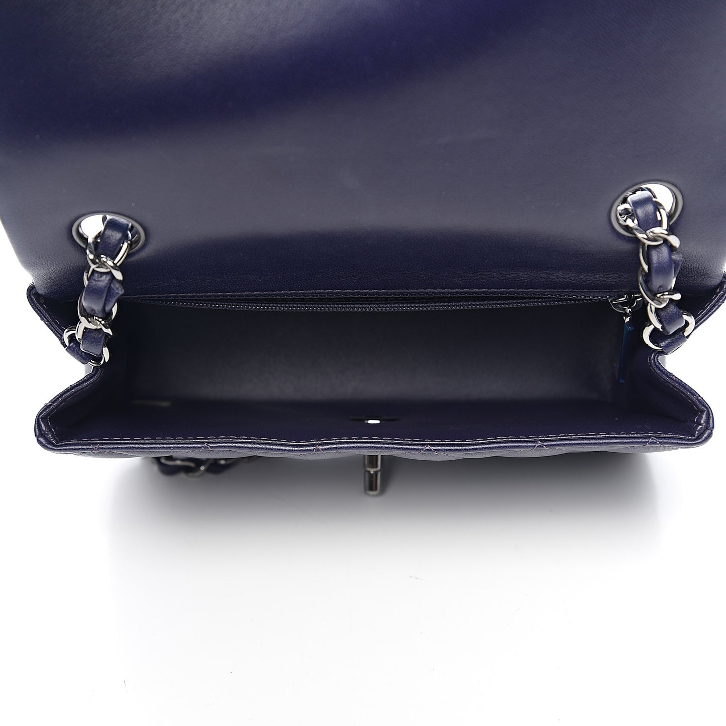 Lambskin Quilted Mini Rectangular Flap Dark Purple