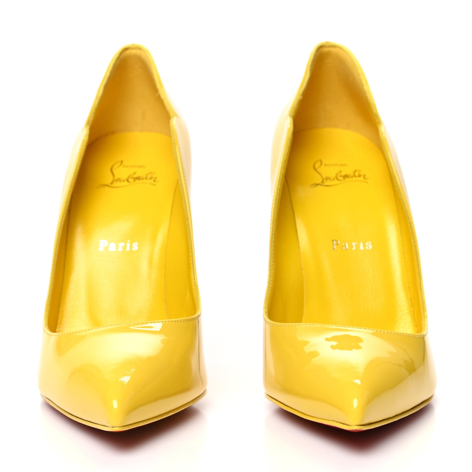 Christian Louboutin Patent Hot Chick 100 Pumps 39 Citrus 2 of 7
