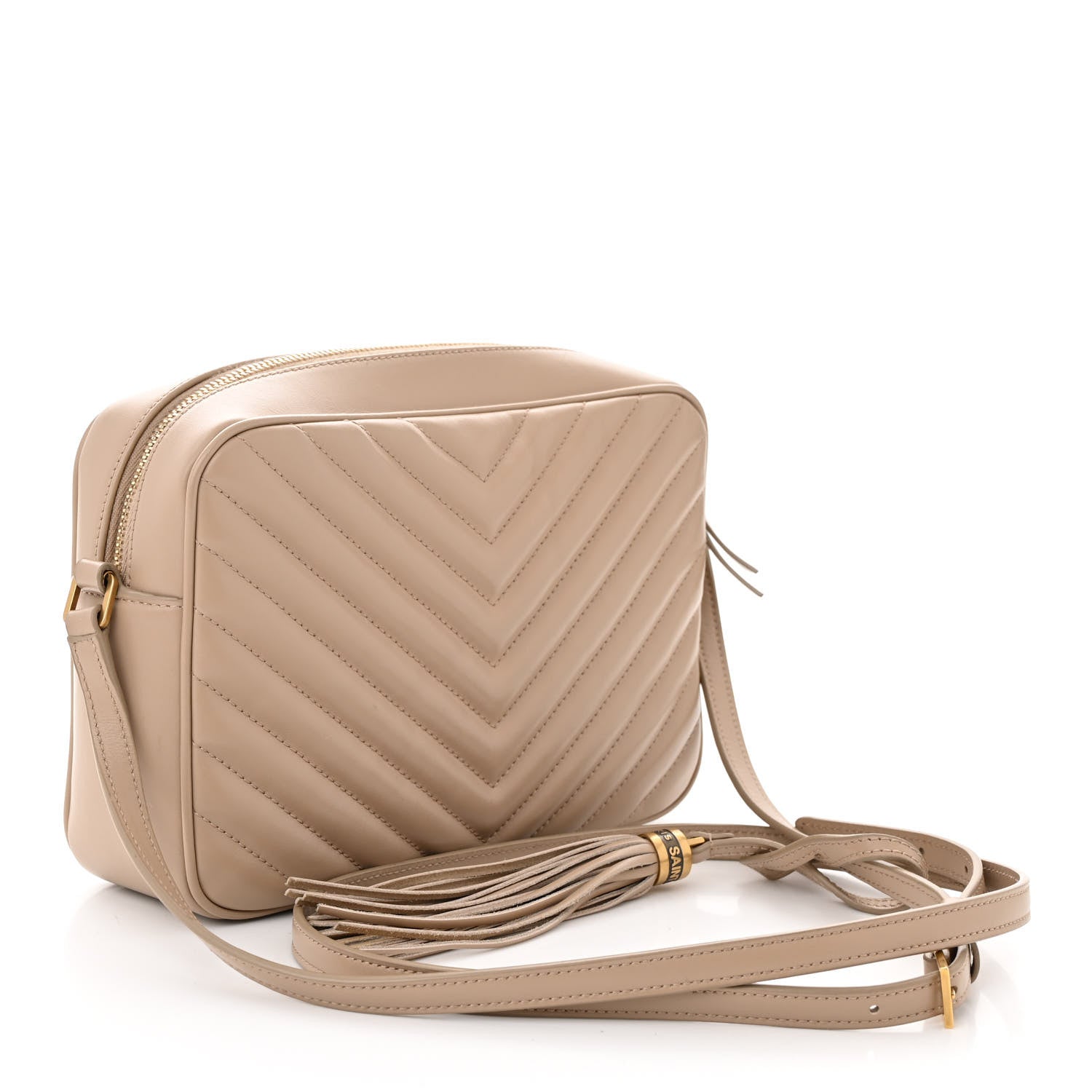Saint Laurent Calfskin Matelasse Monogram Lou Camera Bag Dark Beige 3 of 13
