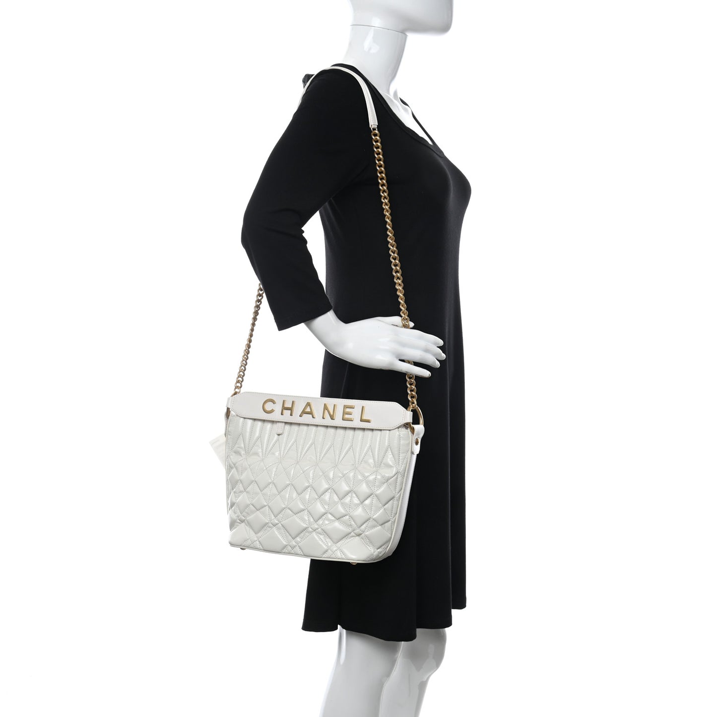 Glazed Calfskin Quilted State Of The Art Hobo White