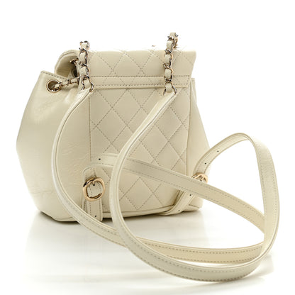 Chanel Glazed Aged Calfskin Quilted Small Duma Drawstring Backpack White 3 of 11