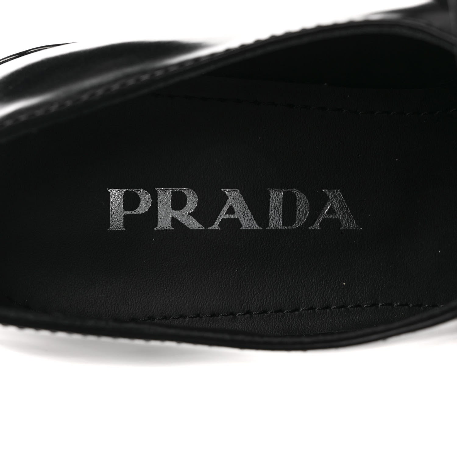 Prada Spazzolato Metal Triangle Logo 50mm Loafers 37 Black 7 of 9