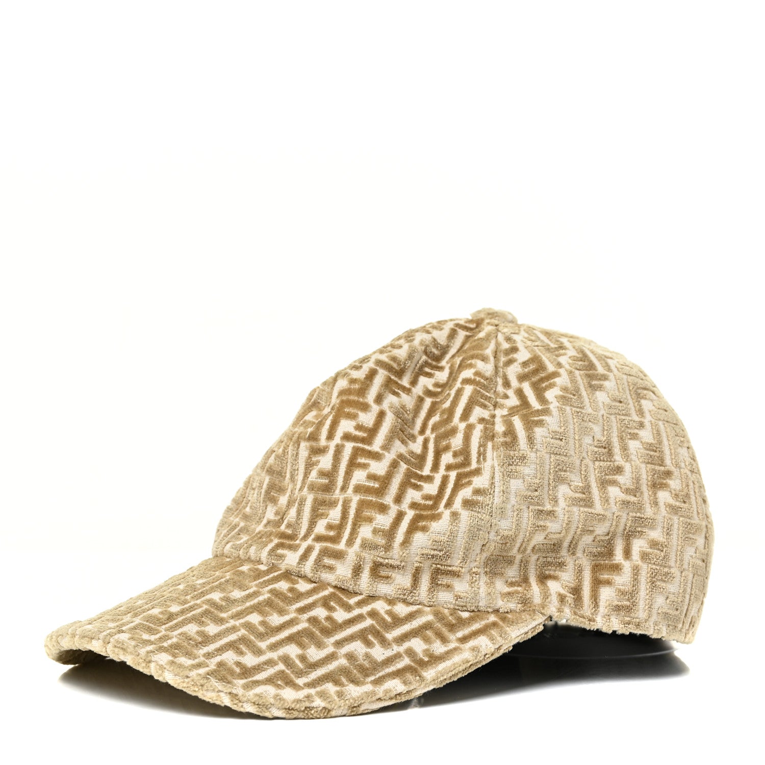 Fendi Velvet Jacquard FF Baseball Hat Camello Beige 1 of 6