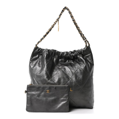 Chanel Shiny Calfskin Quilted Chanel 22 Dark Grey 3 of 11