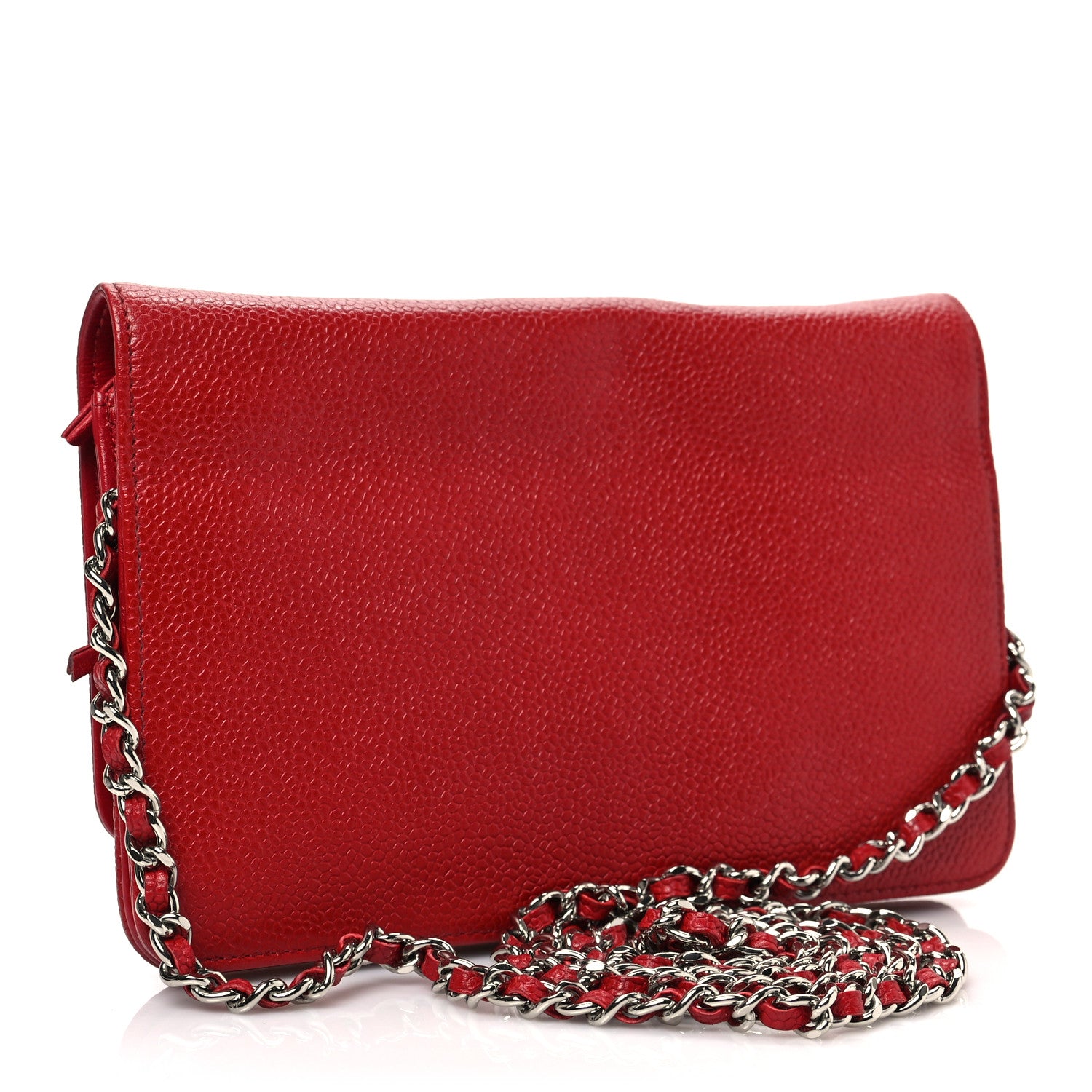 Chanel Caviar Timeless CC Wallet On Chain WOC Red 3 of 8