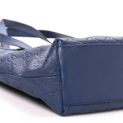 Gucci Guccissima Medium Zippered Shopping Tote Blue 9 of 10