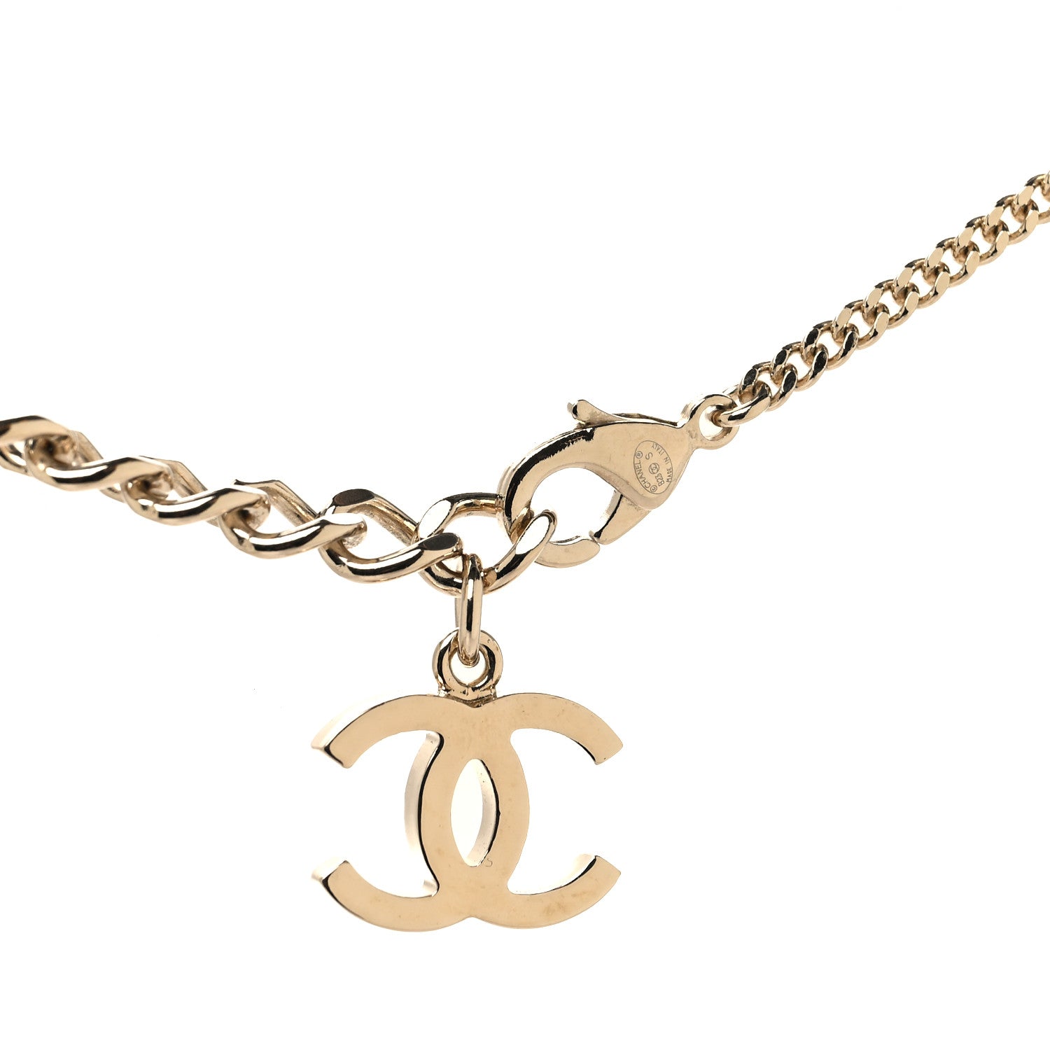 Chanel Crystal Pearl CC Flower Drop Necklace Gold 4 of 5