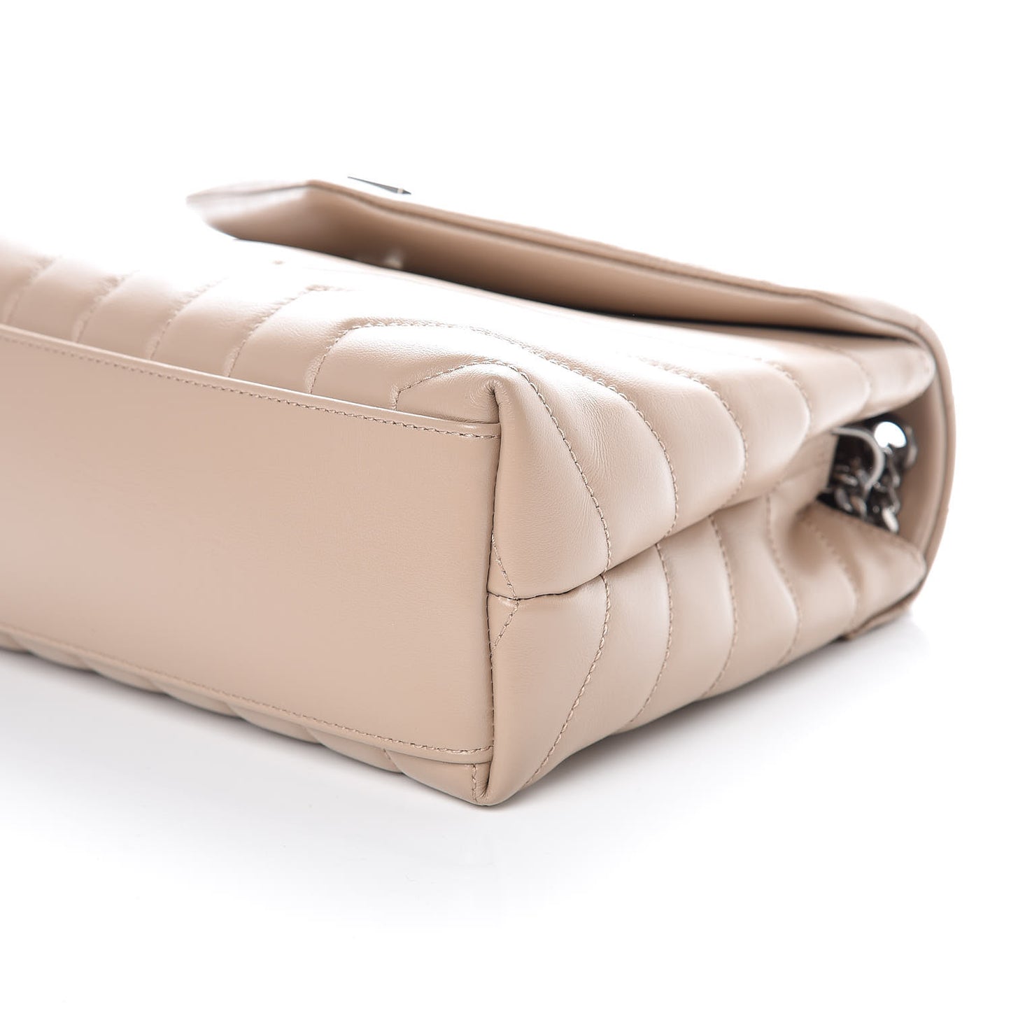Calfskin Y Quilted Monogram Small Loulou Chain Satchel Dark Beige