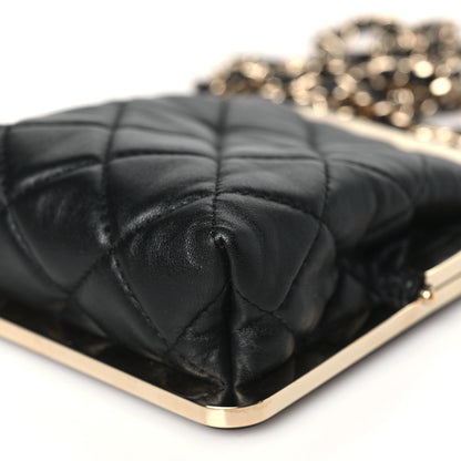 Chanel Lambskin Plexi Quilted CC Evening Clutch With Chain Black 10 of 10