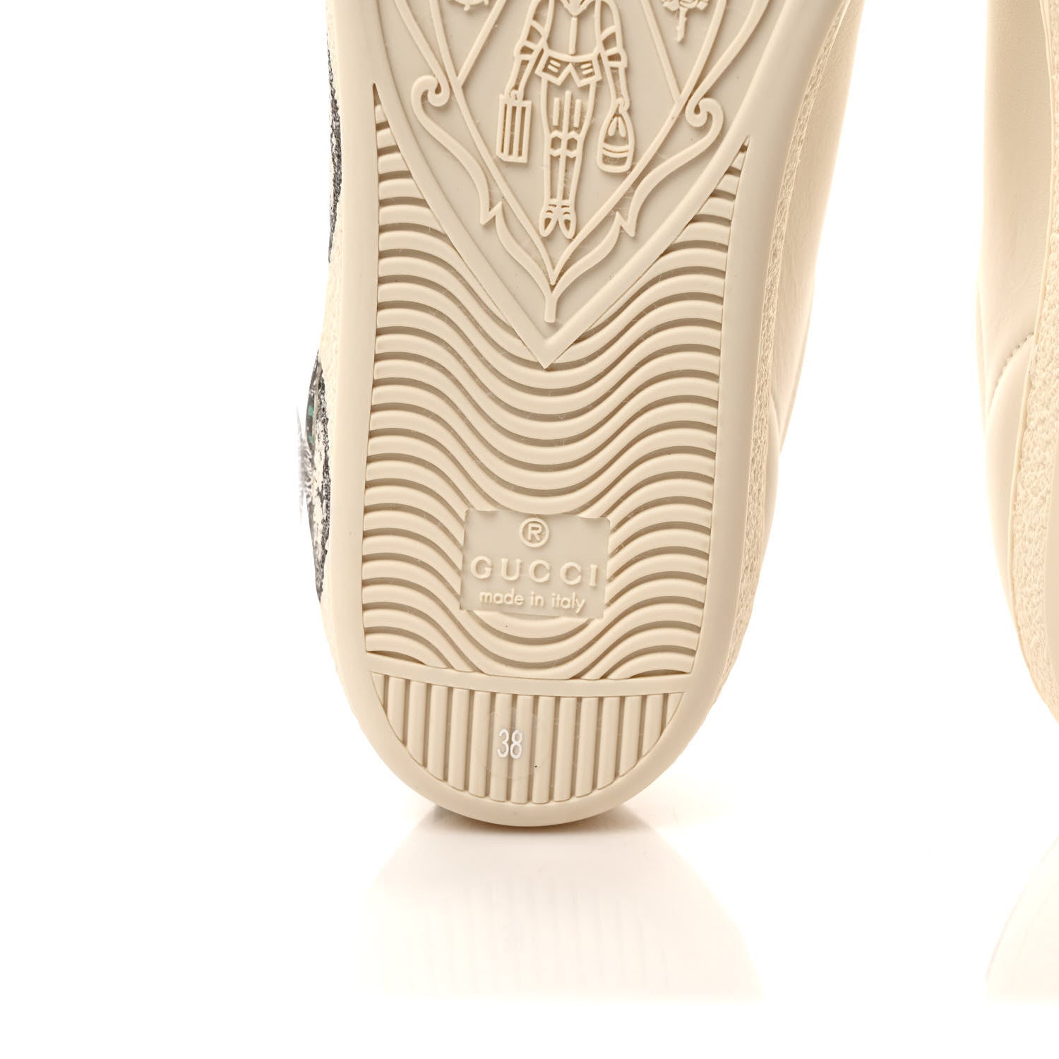 Gucci Calfskin Mystic Cat Print Womens Ace Sneakers 38 White 7 of 10
